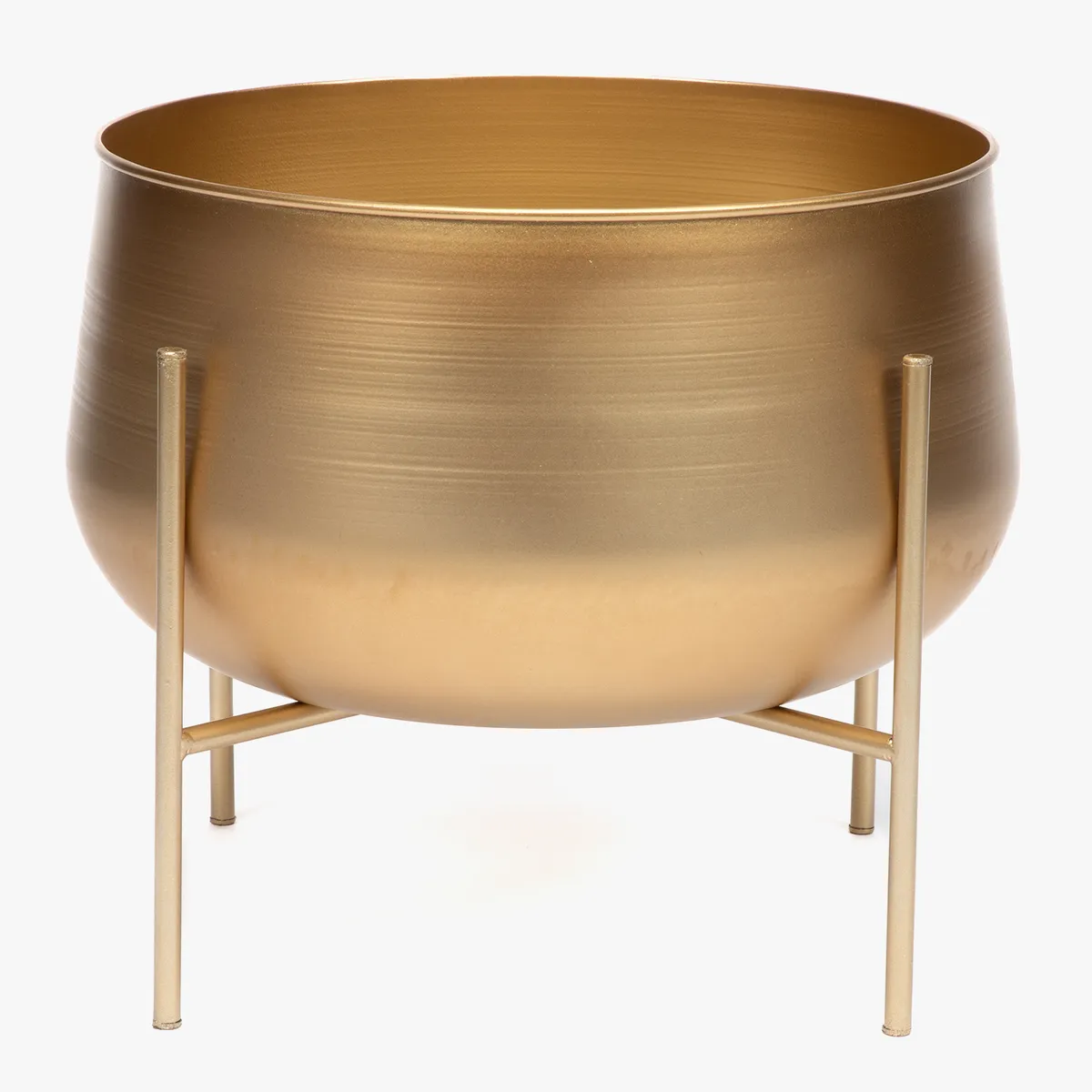 MICA - Macetero Con Pedestal De Metal Dorado 25X24 Cm Decoración Mica