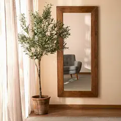 BASEMENT HOME - Espejo Decorativo Pared De Cuerpo Entero 180X80 Cm Madera