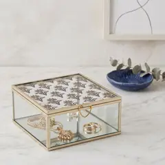 ROBERTA ALLEN - Caja Organizadora De Vidrio 13X13X6 Cm Adorno Decoración