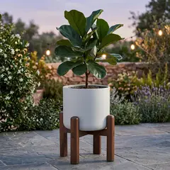 MICA - Macetero Con Pedestal De Madera 23X17 Cm Decoración