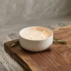 BASEMENT HOME - Vela Ambientador Aroma White Linen & Sea Salt 15X7 cm Cerámica Adorno Decorativo