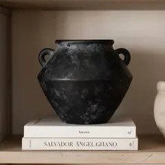 BASEMENT HOME - Jarrón Cerámica Negro 16X20 Cm Adorno Decoración