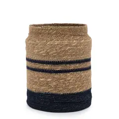 BASEMENT HOME - Canasto Fibra Natural Con Rayas 28X18 Cm Adorno Decorativo