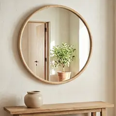 BASEMENT HOME - Espejo Decorativo Pared Redondo MaDera