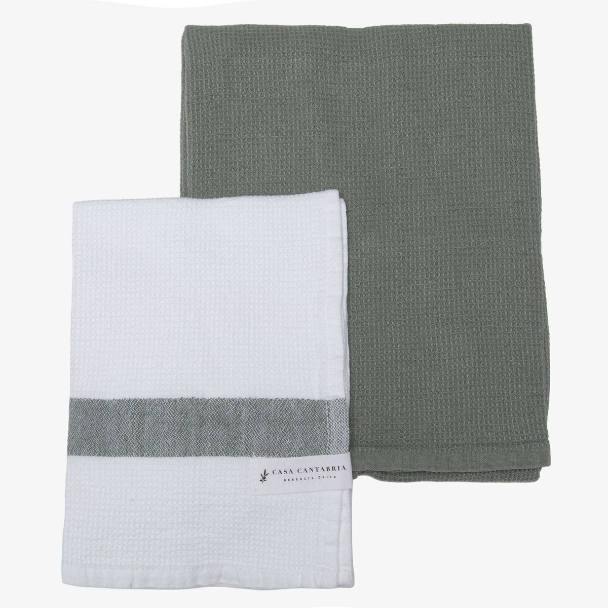 CASA CANTABRIA - Set 2 Toallas Stripe Olive 40X70 Cm Casa Cantabria