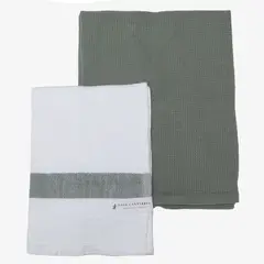 CASA CANTABRIA - Set 2 Toallas Stripe Olive 40X70 Cm