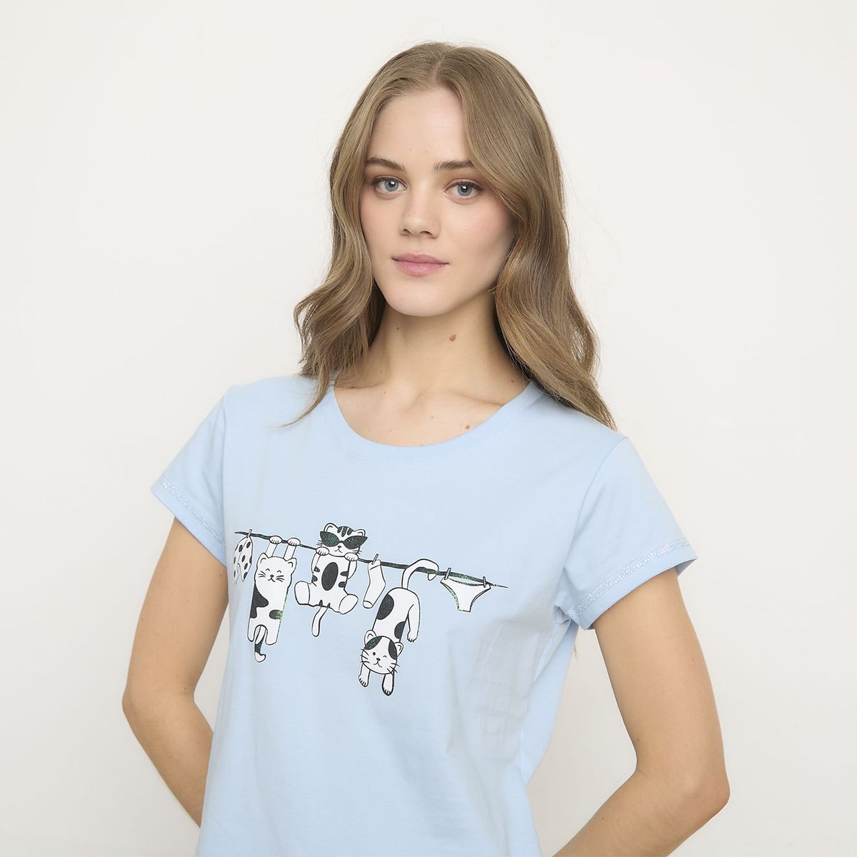 SYBILLA - Polera de Pijama Algodón Mujer Sybilla