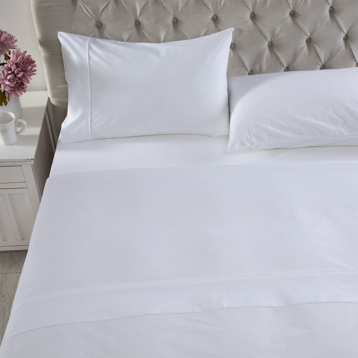 TEXTIL VIÑA - Juego De Sábanas Blanca 2 Plazas Textil Viña