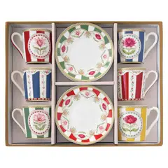 undefined - Juego De Café Flowery Set De 6 Tazas + Plato Easylife