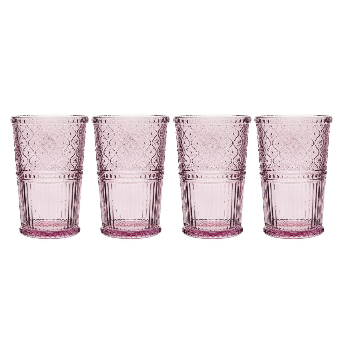 Set 4 Vasos Largos Vidrio Labrado Roberta Allen, marca ROBERTA ALLEN - Foto Principal