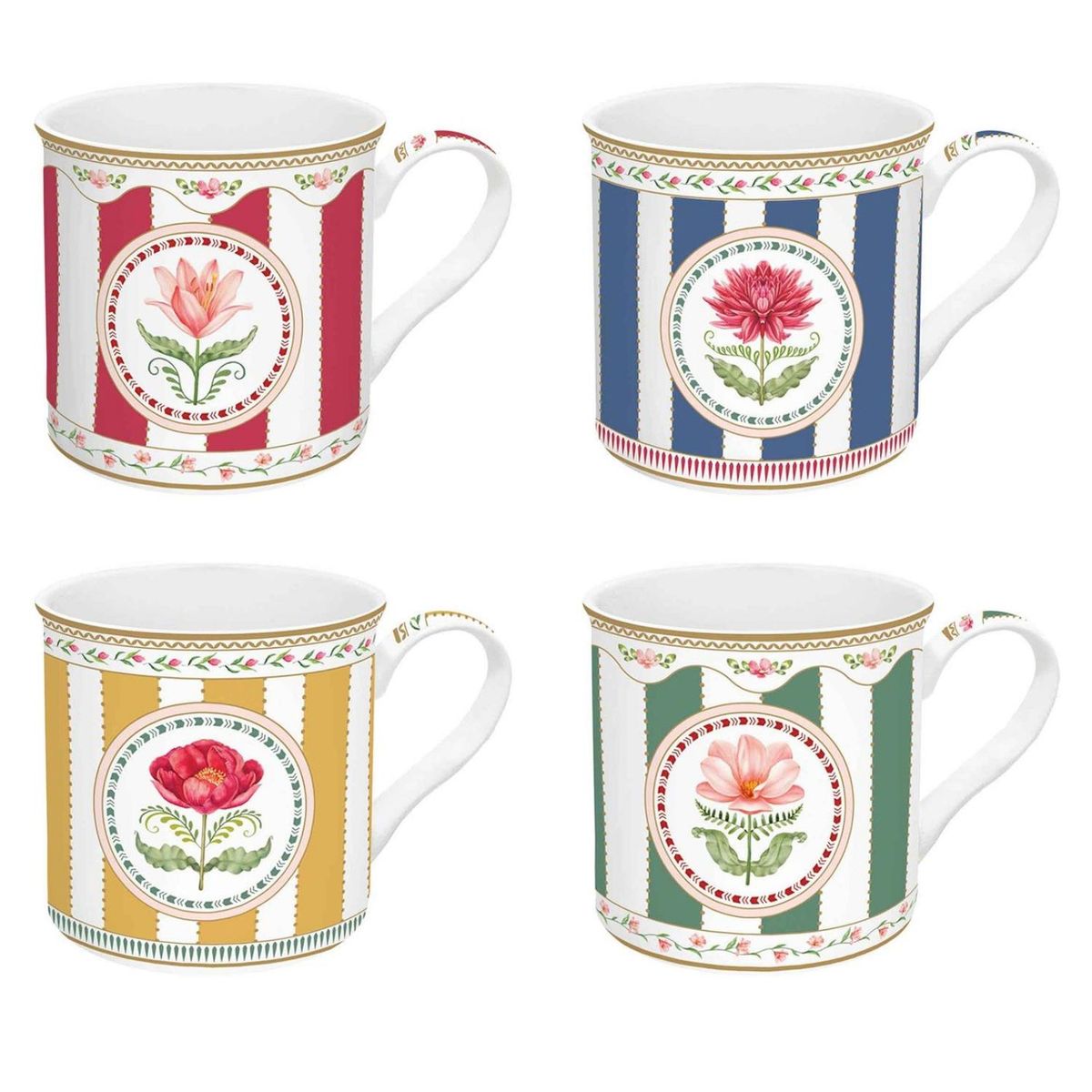  - Set 4 Mugs Flowery 300 Ml Easylife