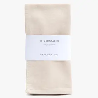 BASEMENT HOME - Set 2 Servilletas 45x45 cm Cotton Linen Beige