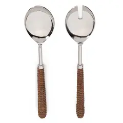 CASA CANTABRIA - Set 2 Cubiertos Servir Rattan Brown