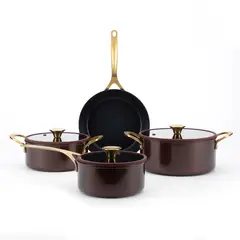 undefined - Batería De Cocina 7 Piezas Cerámica Burdeo Premium Wurden