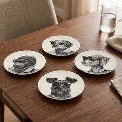 BASEMENT HOME - Set 4 Platos De Aperitivo 15 Cm Perros Black Bar