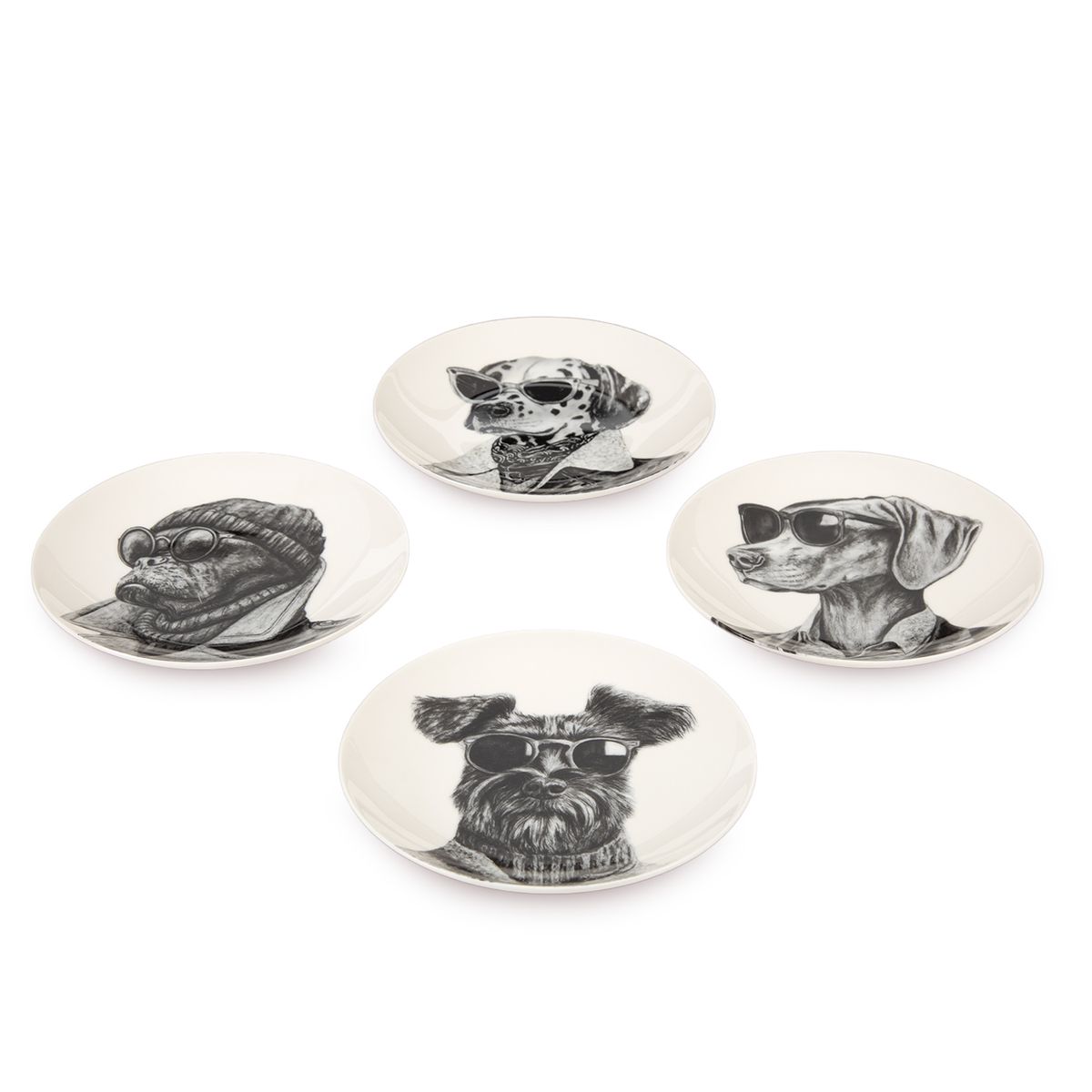 BASEMENT HOME - Set 4 Platos De Aperitivo 15 Cm Perros Black Bar Basement Home