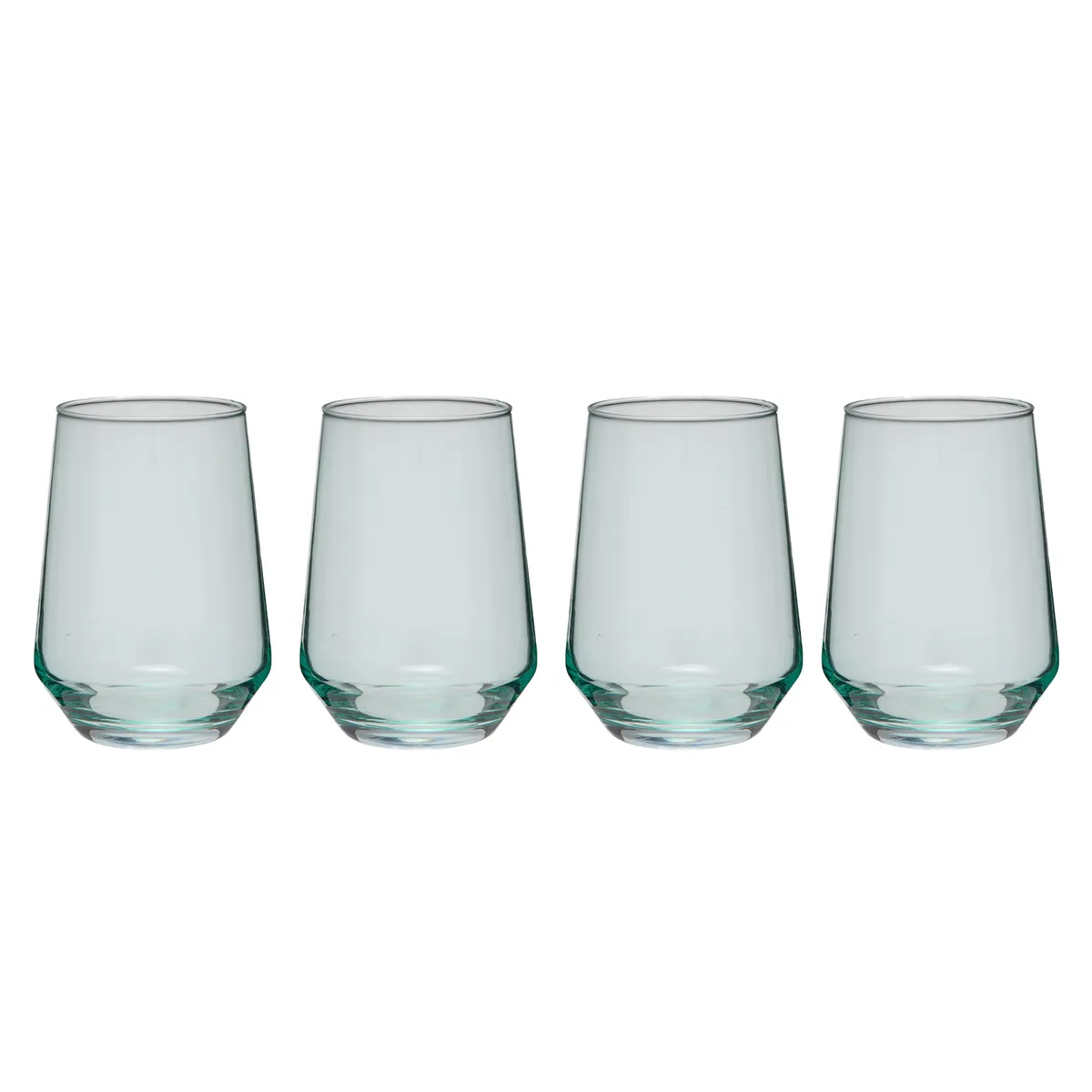 MICA - Set 4 Vasos Cortos Vidrio 410 ml Turquesa Joy Color Play Mica
