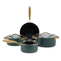 undefined - Batería De Cocina 7 Piezas Cerámica Verde Premium Wurden