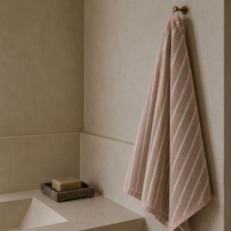 Toalla Comb 100% Algodón Líneas Beige