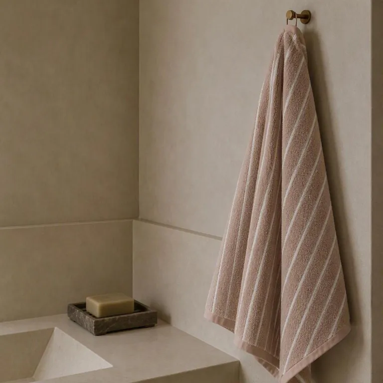 Toalla Comb 100% Algodón Líneas Beige