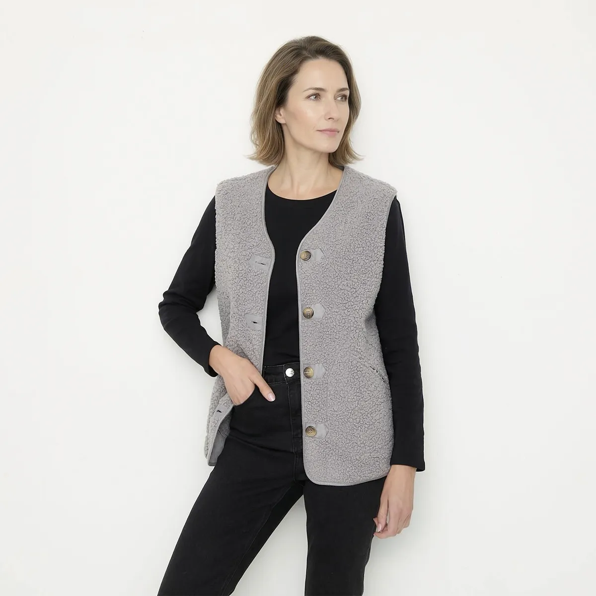NEWPORT - Chaqueta Borreguito Sin Mangas Mujer Newport