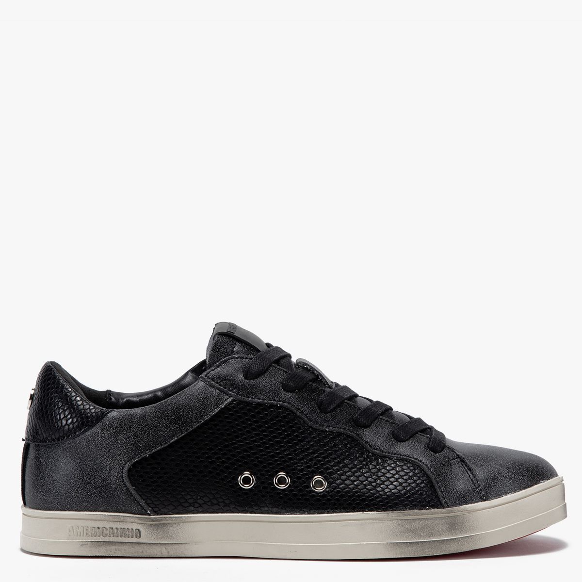 AMERICANINO - Zapatilla Urbana Mujer Cuero Negro Americanino