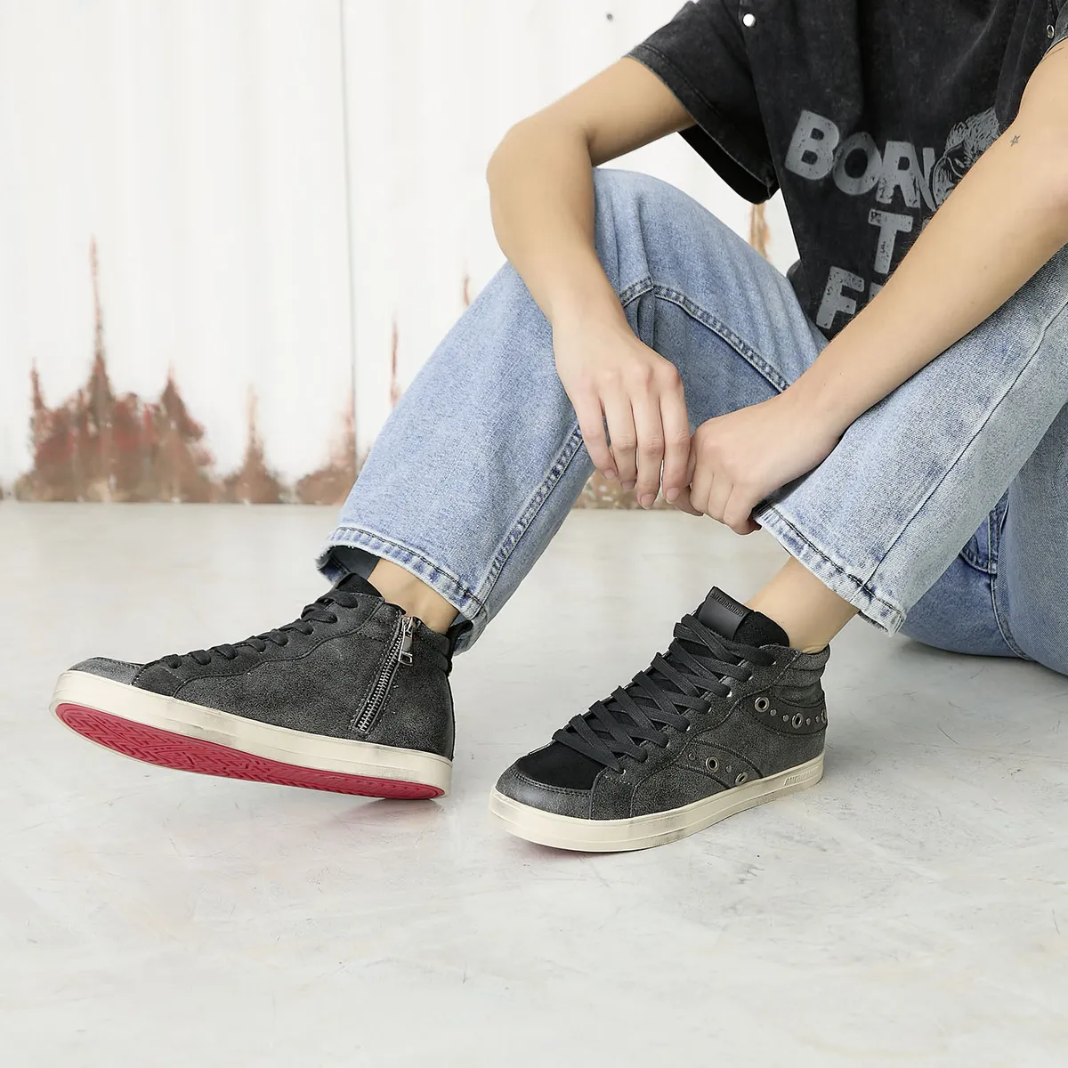 AMERICANINO - Zapatilla Urbana Mujer Cuero Negro Americanino