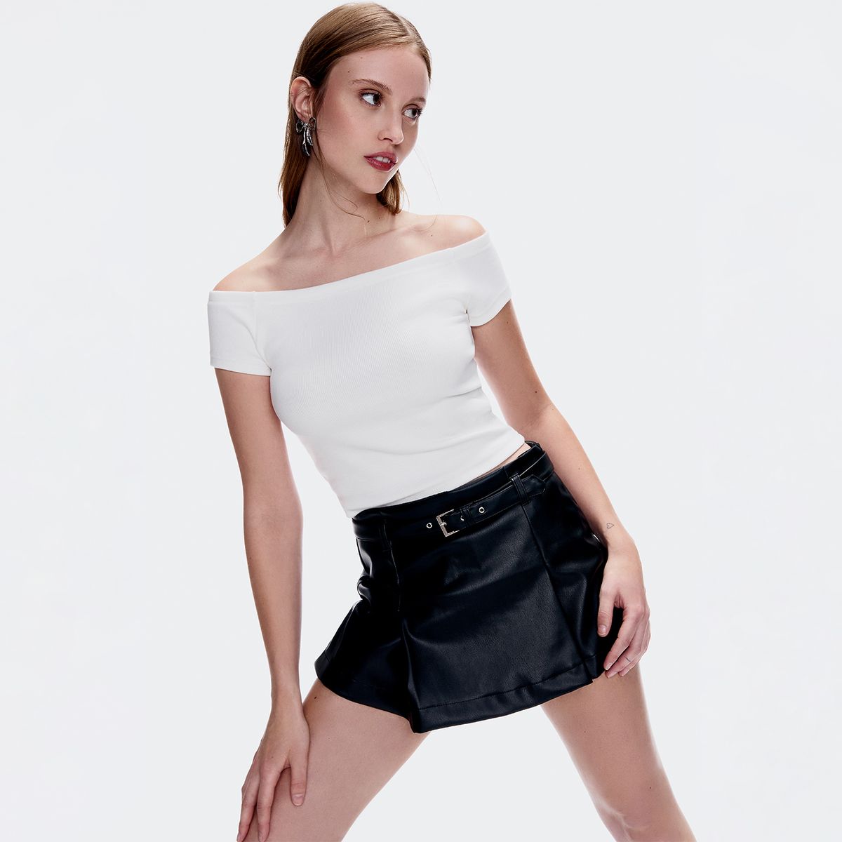 SYBILLA - Falda Short Cuero Effect Mujer Sybilla