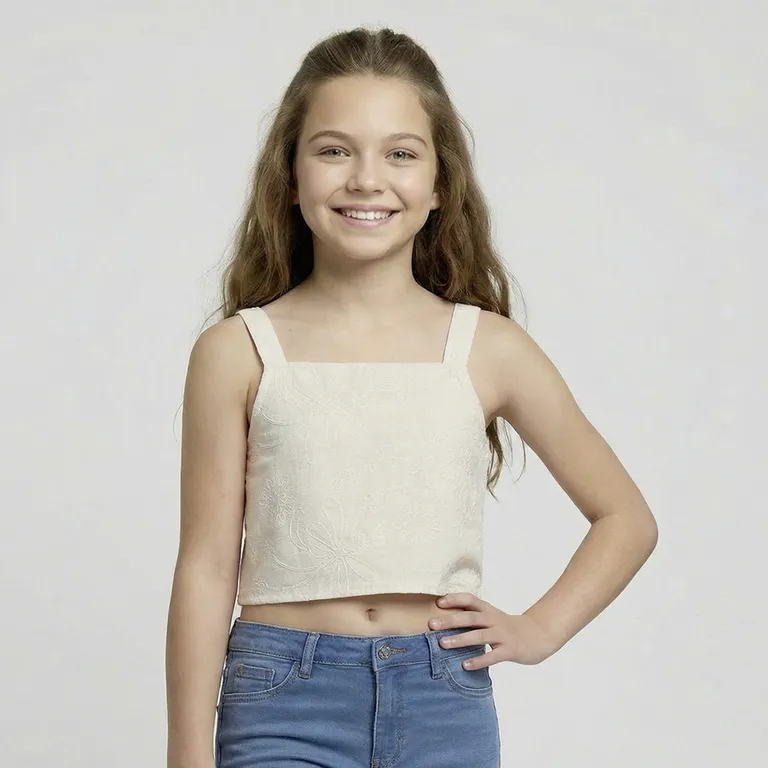 ELEVEN Blusa Manga Corta Algodón Niña Beige