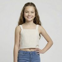 Blusa Manga Corta Algodón Niña Beige