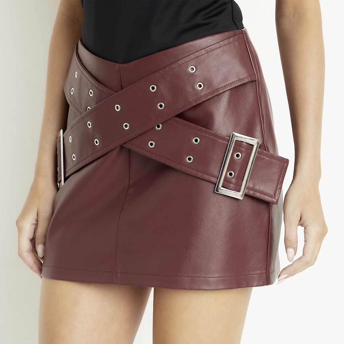MOSSIMO - Falda Mini Cuero Mujer Mossimo