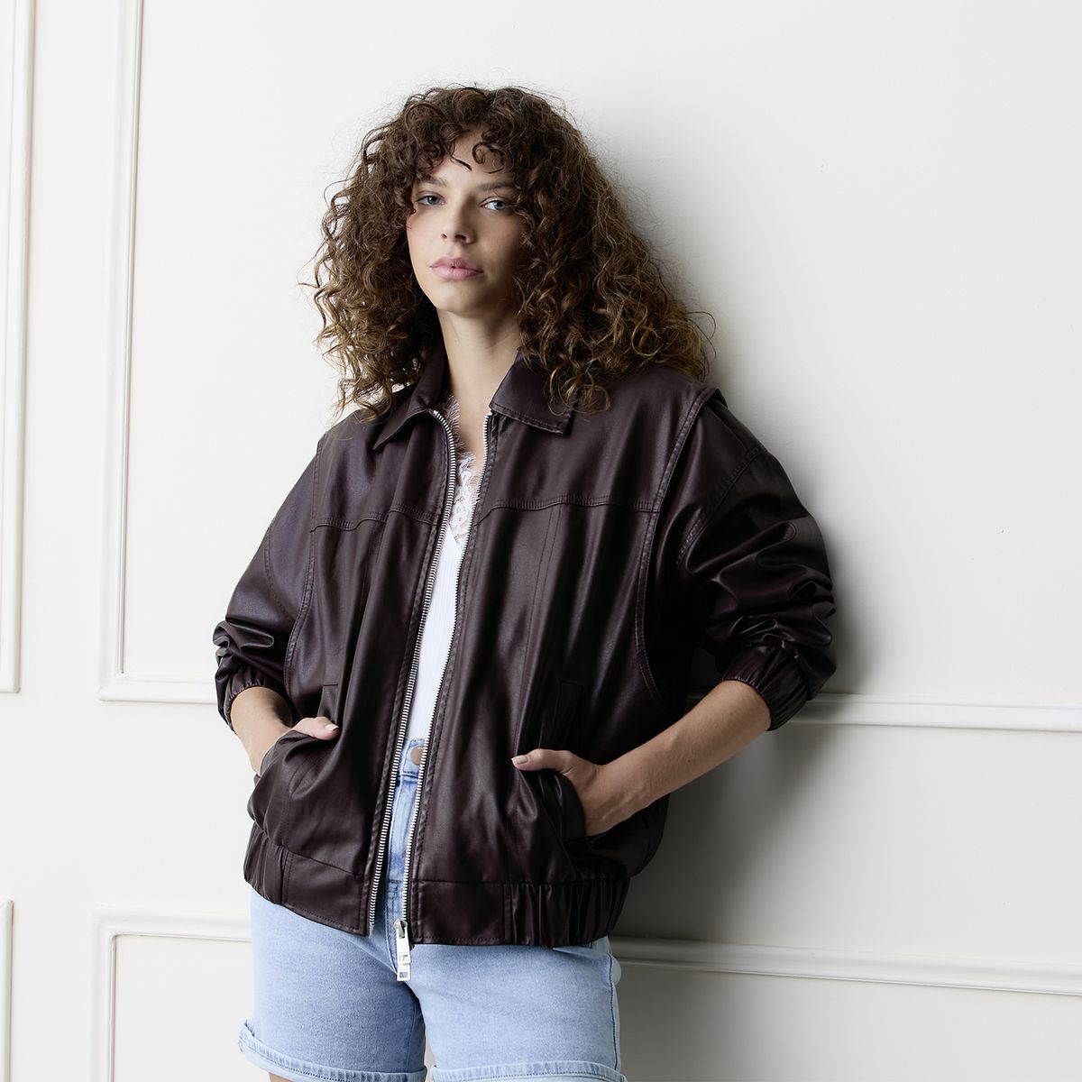 BASEMENT - Chaqueta Cuero Effect Mujer Basement