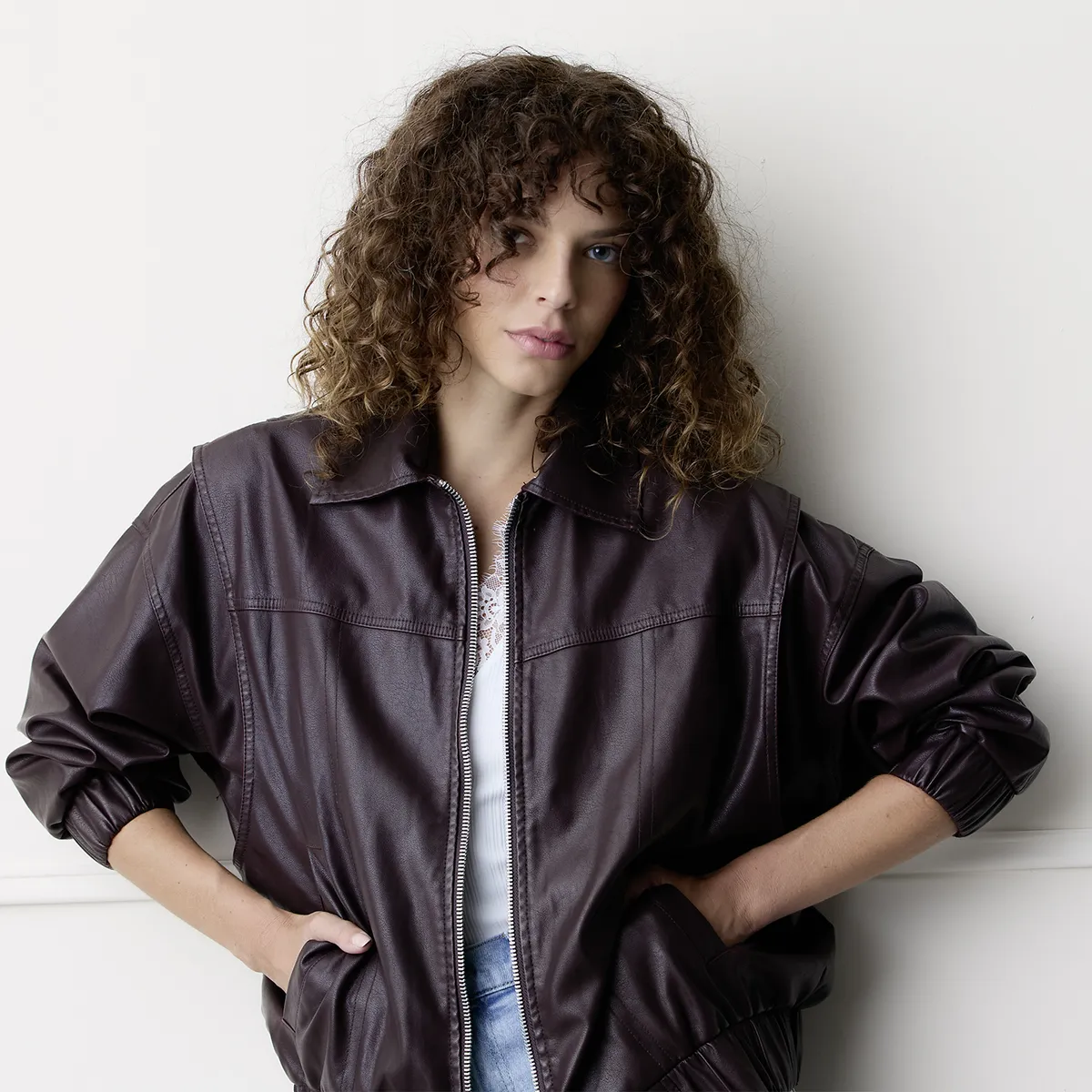 BASEMENT - Chaqueta Cuero Effect Mujer Basement