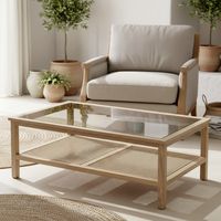 Mesa De Centro Bali Vidrio Rattan