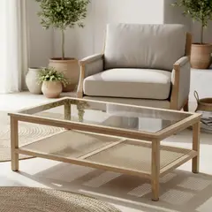 ROBERTA ALLEN - Mesa De Centro Bali Vidrio Rattan