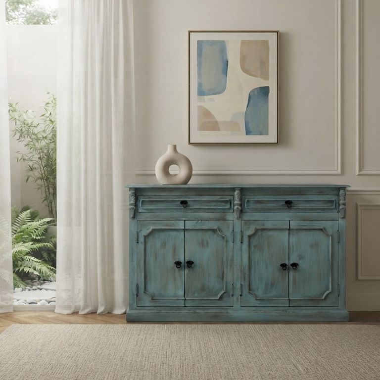 ROBERTA ALLEN Buffet Jaipur 4 Puertas 2 Cajones Turquesa