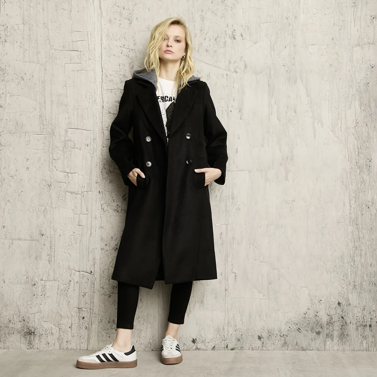 AMERICANINO - Abrigo Lana Gorro Desmontable Mujer Americanino