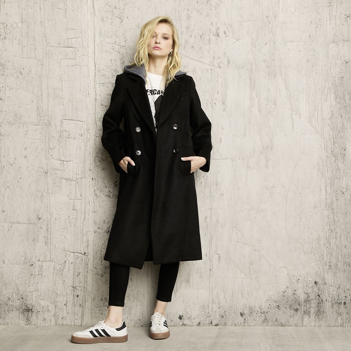 AMERICANINO - Abrigo Lana Gorro Desmontable Mujer Americanino