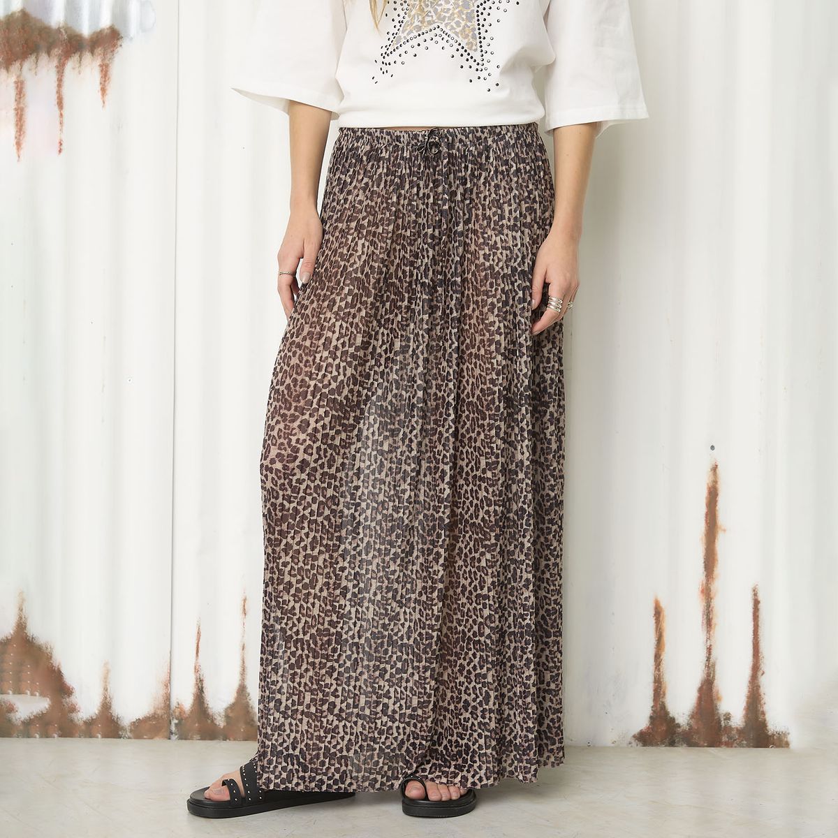 AMERICANINO - Falda Acampanada Maxi Tiro Alto Mujer Americanino