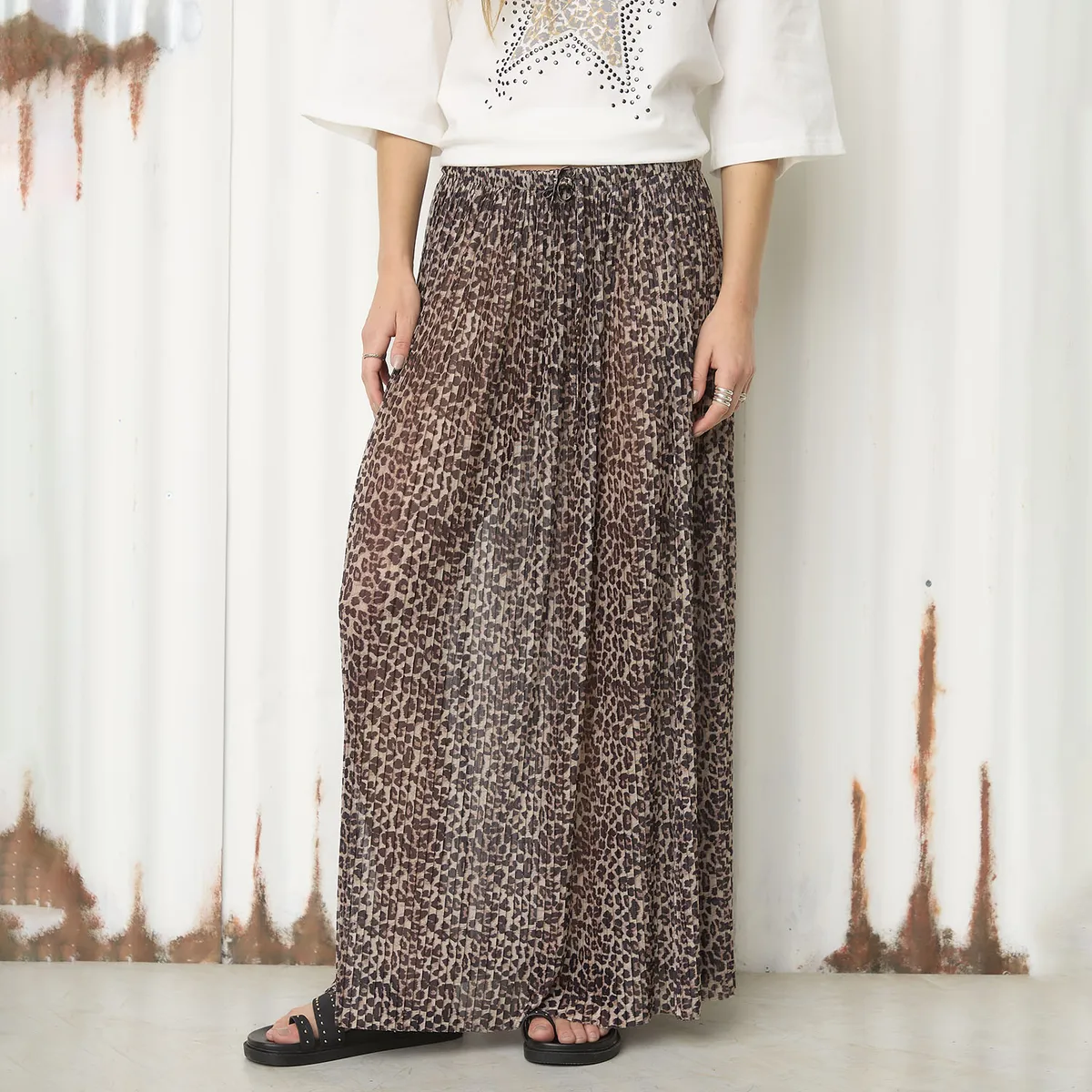 AMERICANINO - Falda Acampanada Maxi Tiro Alto Mujer Americanino