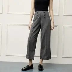 BASEMENT - Pantalón Wide Leg Tiro Alto Mujer
