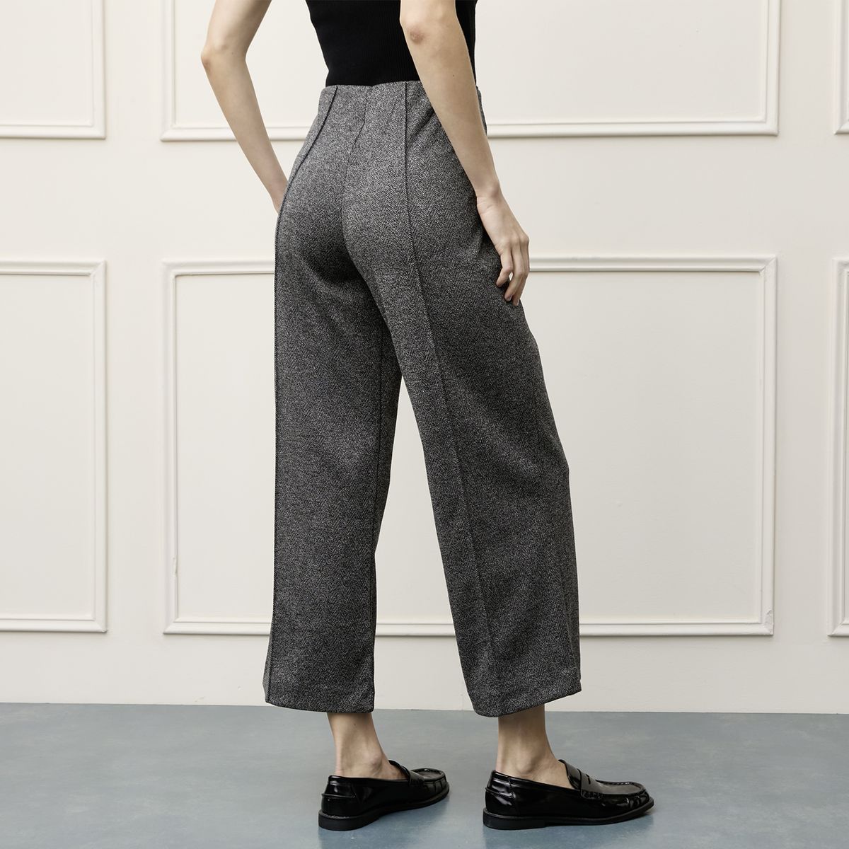 BASEMENT - Pantalón Wide Leg Tiro Alto Mujer Basement