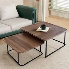 MICA - Set 2 Mesas de Centro Cuadrada Bliss