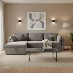 BASEMENT HOME - Seccional Cama William Izquierdo Gris