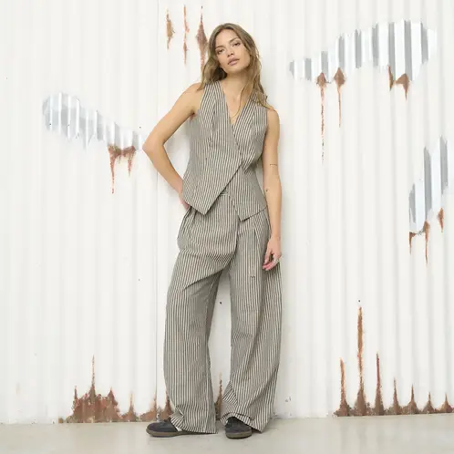 AMERICANINO - Pantalón Baggy Tiro Alto Mujer