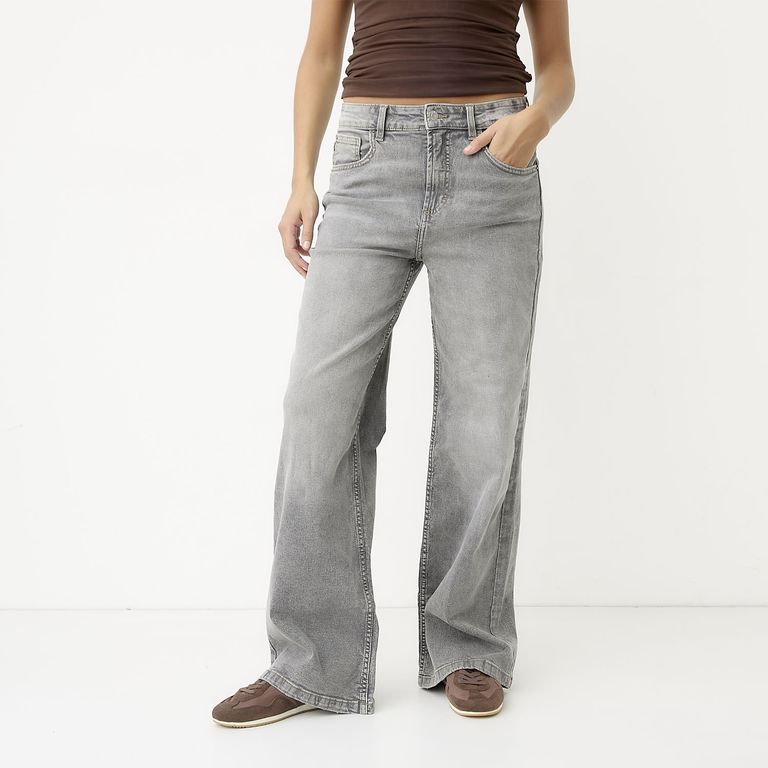 Jeans Wide Leg Tiro Alto Mujer