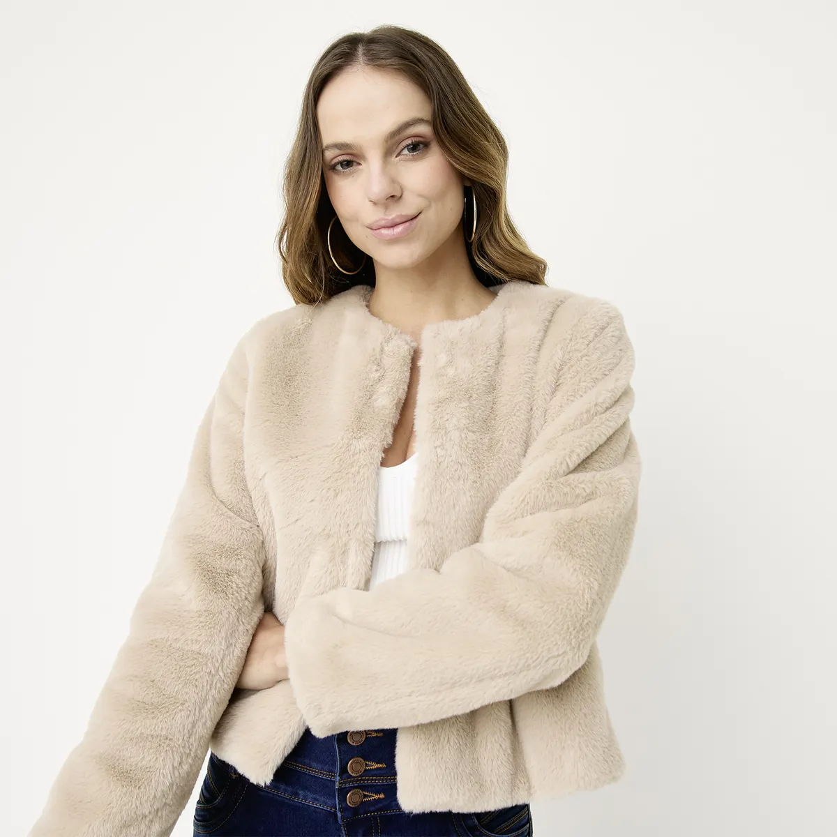 MOSSIMO - Chaqueta Efecto Pelo Mujer Mossimo