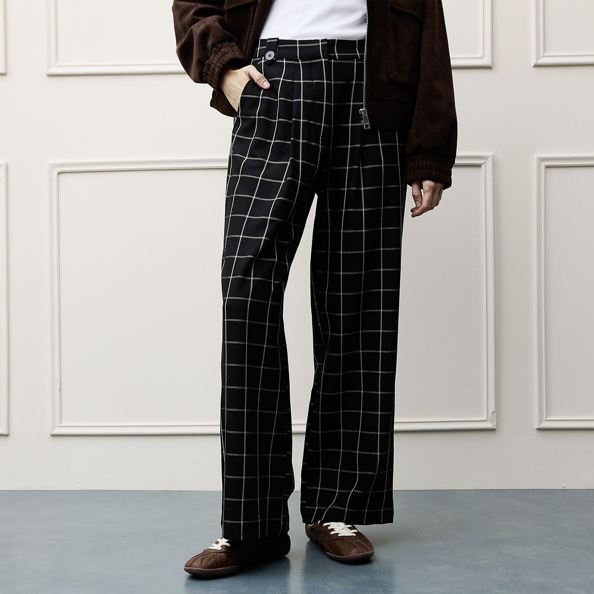 BASEMENT - Pantalón Wide Leg Tiro Alto Mujer Basement