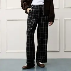 BASEMENT - Pantalón Wide Leg Tiro Alto Mujer