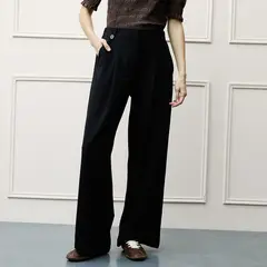 BASEMENT - Pantalón Wide Leg Tiro Alto Mujer